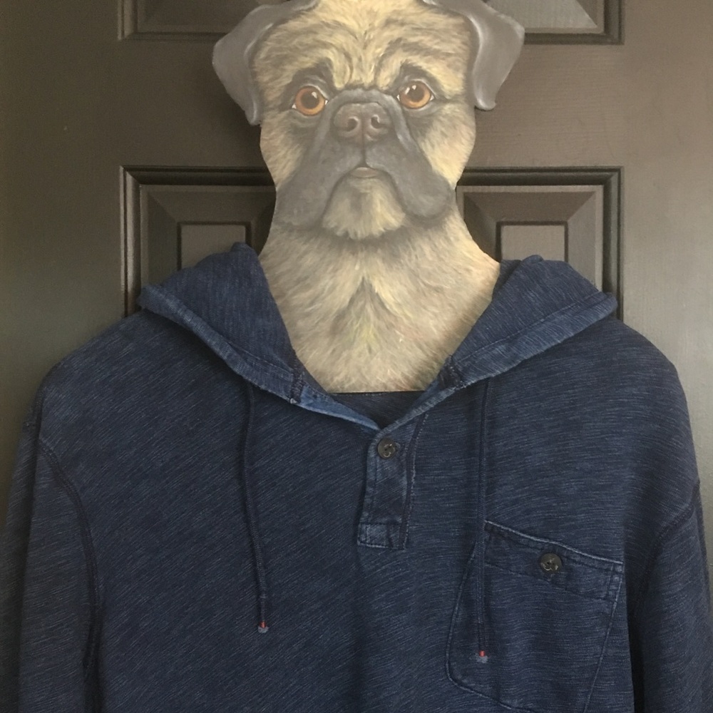 XL men's navy Ralph Lauren distressed knit hoodie